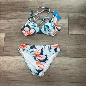 Floral Bikini Set with Strappy Top